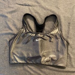 Women’s Silver Metallic Nike Sports Bra (Size M)